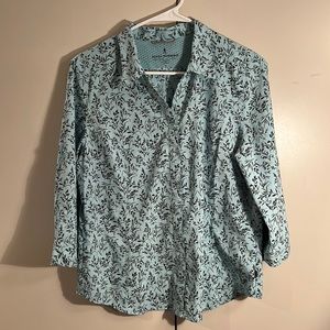 Royal Robins teal printed snap up blouse